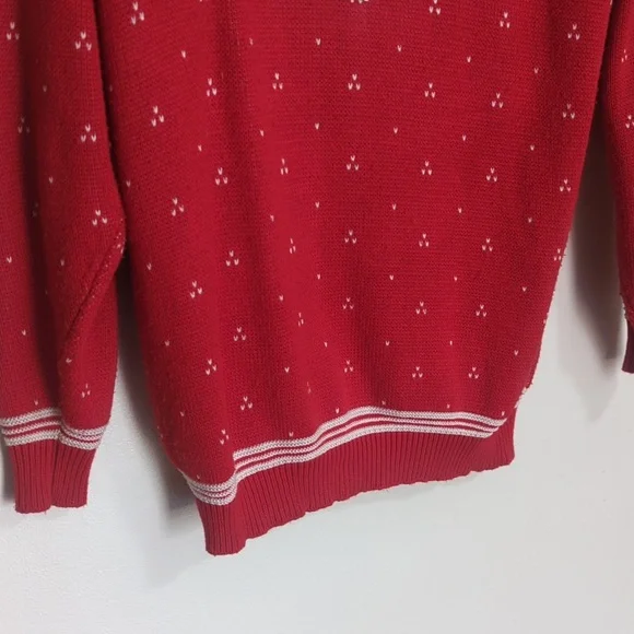 Vintage Scott McClintock 1980s Red White Pullover Sweater Bibbed Collar Small - Picture 5 of 9